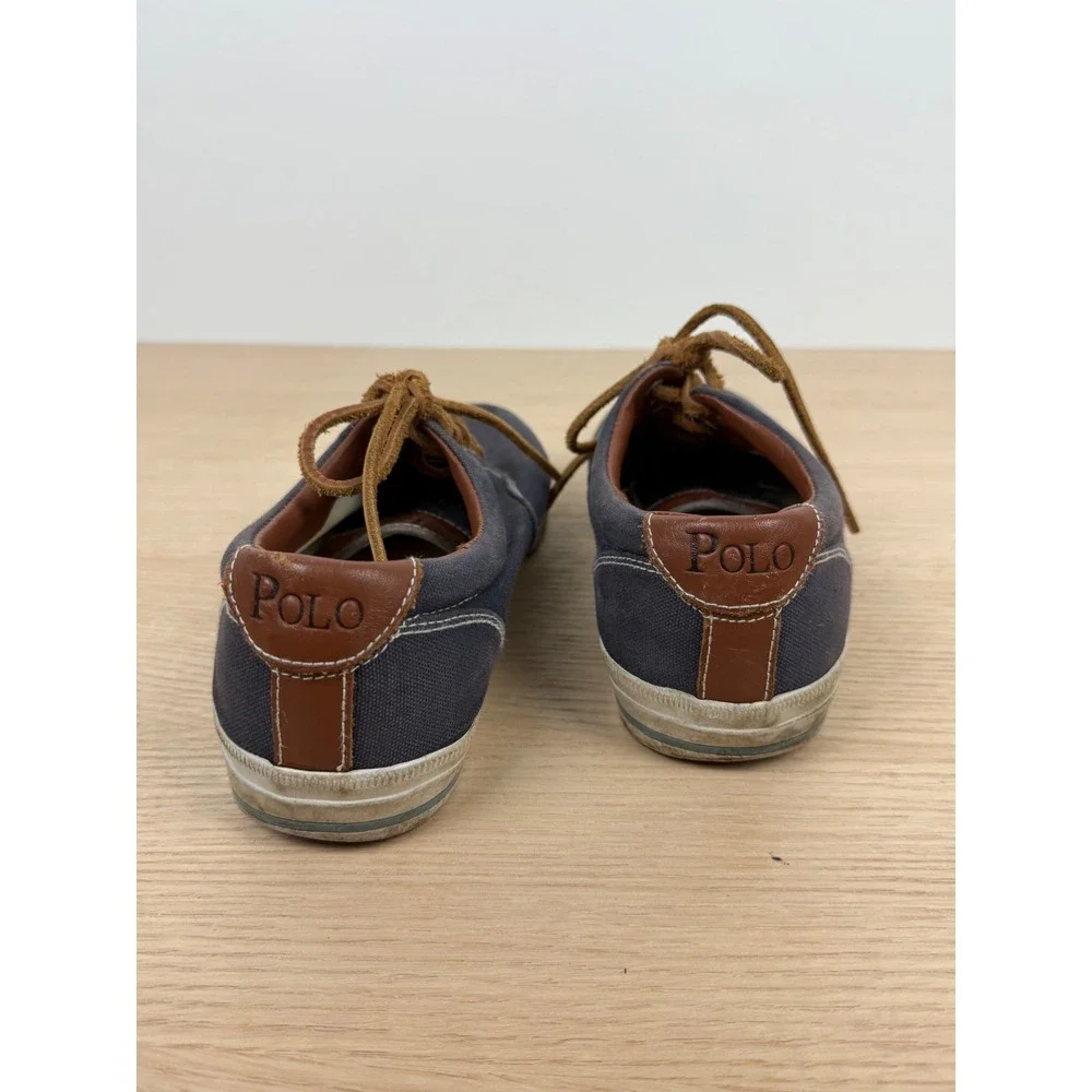 Polo Ralph Lauren‎ Vaughn Blue Canvas Casual Sneakers Shoes Mens Size 9D